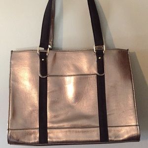 Silver and black bag